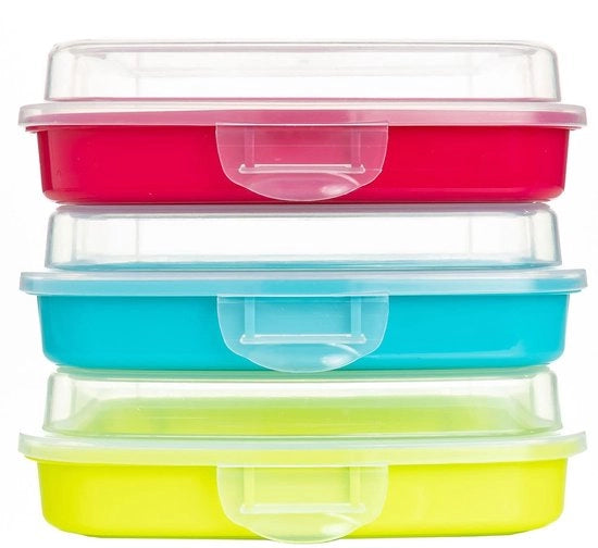 Trattenitori per panini - 3 pezzi - Materiale plastico duraturo - Contenitore per alimenti riciclabile - Translucido - Facile da pulire - Scatola per pranzo