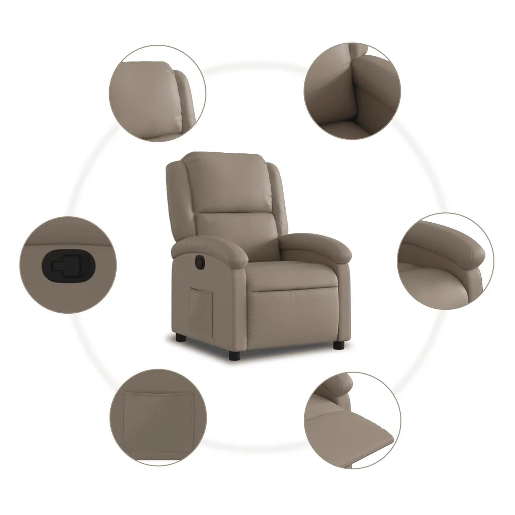 Divano Sedia-Poltrona Reclinabile Cappuccino in Similpelle 927966