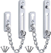 Catena di sicurezza, serratura di sicurezza, porta interna, protezione contro la furto, serratura, acciaio inossidabile, catena di serratura, porta, catena di sicurezza con viti per hotel, famiglia, casa, porte interne, finestre, 2 pezzi (argento)