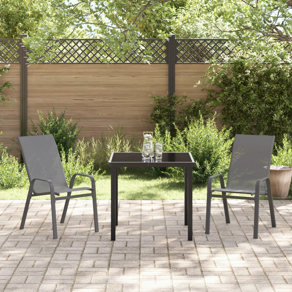 Set pranzo giardino  3 pezzi grigio Textilene e acciaio
