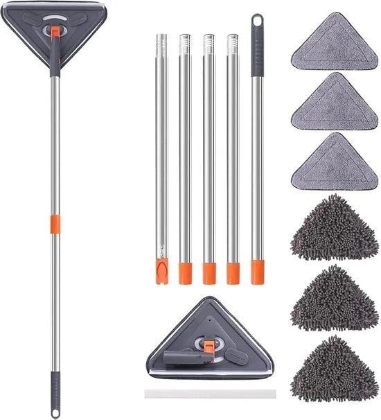 Aspirapolvere a mano con manico metallico estendibile e pad di microfibra