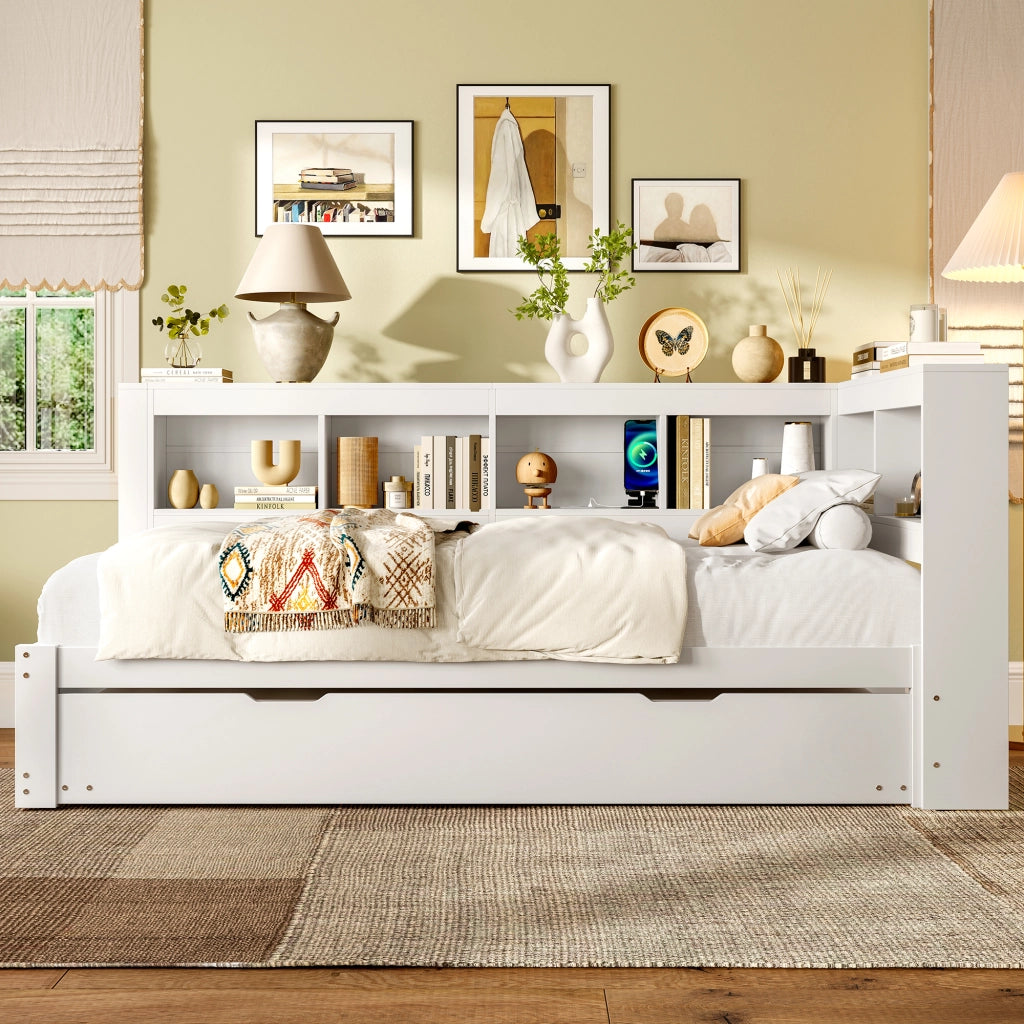 LETTO Giorno 90x200 cm con letto estraibile Bianco