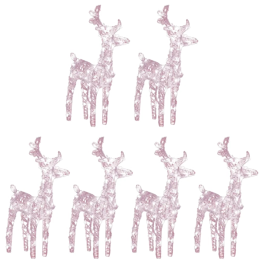 Renne di Natale 6 pz Bianco Caldo 240 LED-Luci decorative natalizie in Acrilico