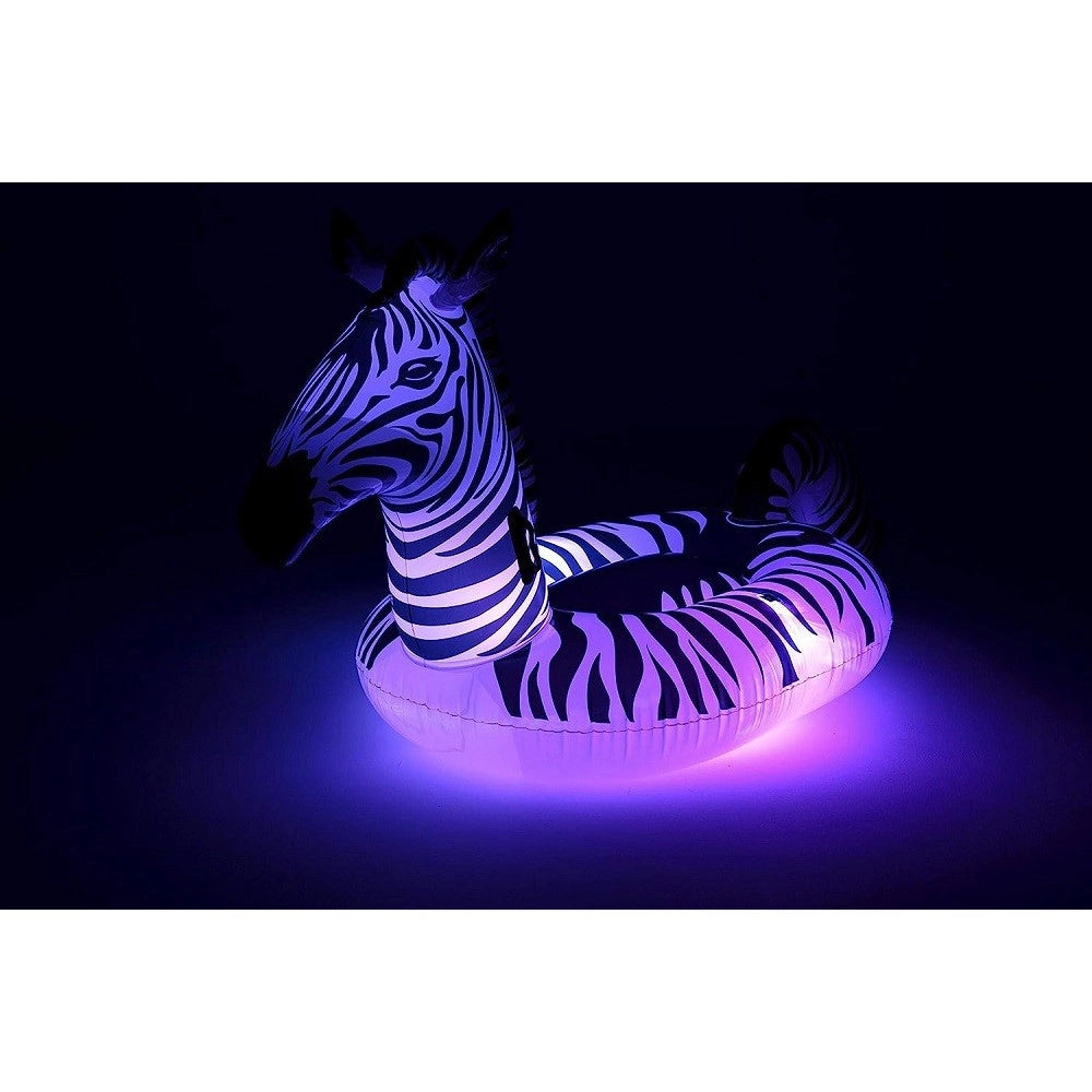 Trade Shop - Cavalcabile Fashion Gonfiabile Zebra Gigante Con Luci Led Piscina 254x142cm 41406 -