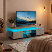 Mobile porta TV con striscia LED multicolore in legno ingegnerizzato grigio e nero