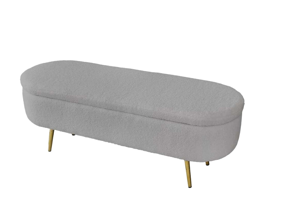 PANCA CONTENITORE TEDDY 122X41X47CM IN TESSUTO GRIGIO