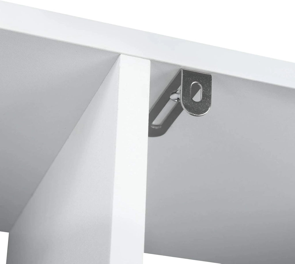 Libreria Bianca, Scaffale Soggiorno con 8 Vani Portaoggetti, Mobile in Legno Salvaspazio con Cassetto, Portalibri da Terra Moderno per Camera da Letto, Ufficio, 50x24x168 cm