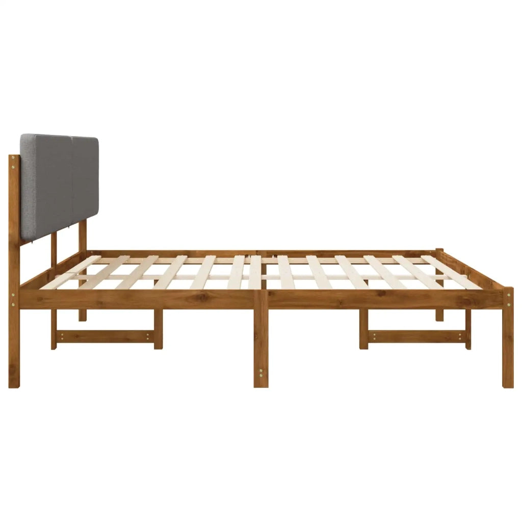 Letto con Testiera Rivestita Naturale e Grigio Chiaro 3405108