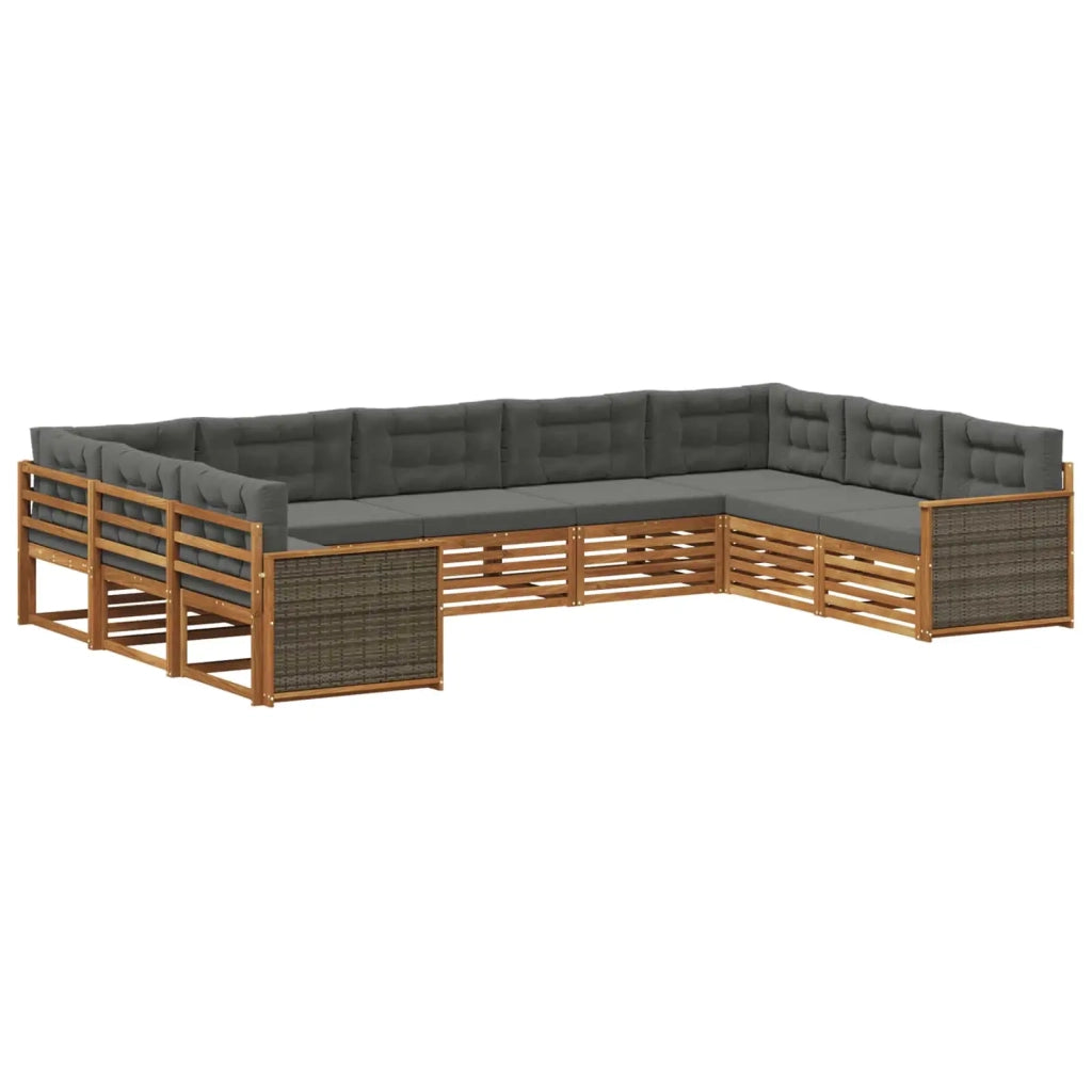 Set di divani da esterno 9 pz Naturale e Antracite 3383830