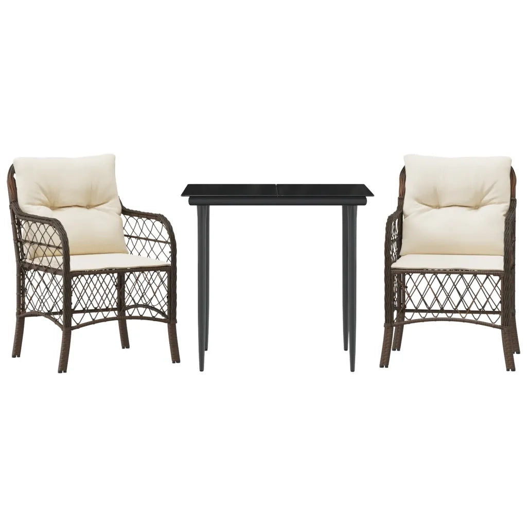 Set Bistrò 3 pz con Cuscini Marrone in Polyrattan 3212110