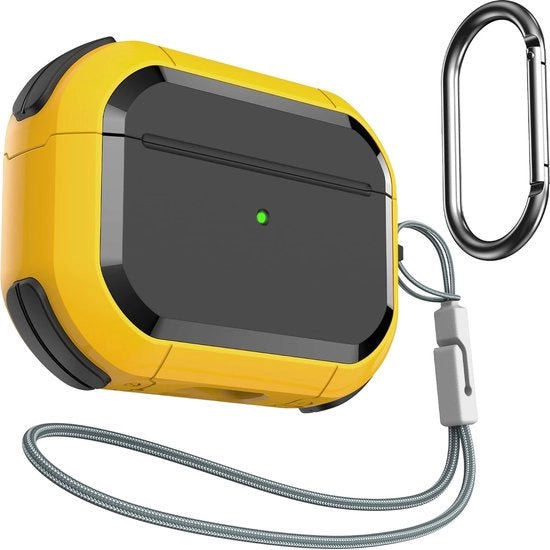 Hoes per AirPods Pro 2, compatibile con AirPods Pro Case, con catena e chiave schokbestendige robusta custodia per AirPods Pro/Gen 2 (giallo)