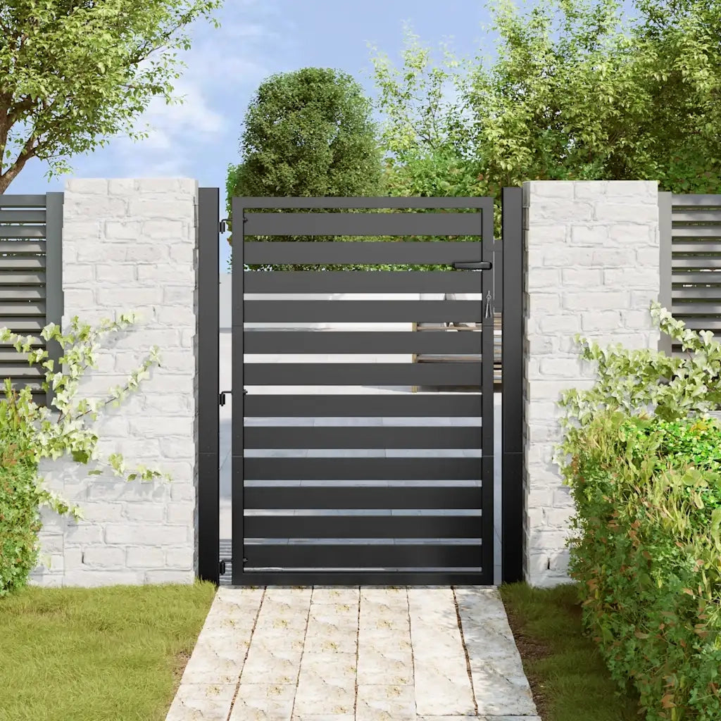 vidaXL Cancello da Giardino con Serratura Nero 100x120 cm in Alluminio