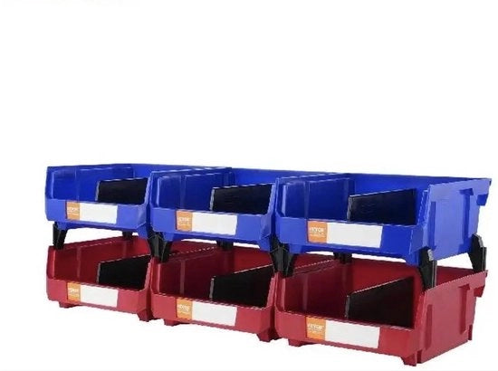 Scatola di archiviazione - Scatola di deposito - Contenitore di archiviazione - 6 pezzi - Stivabile - Contenitori - Con separatori - Con etichette - Garage - Armadio - Cucina - Ufficio e altri