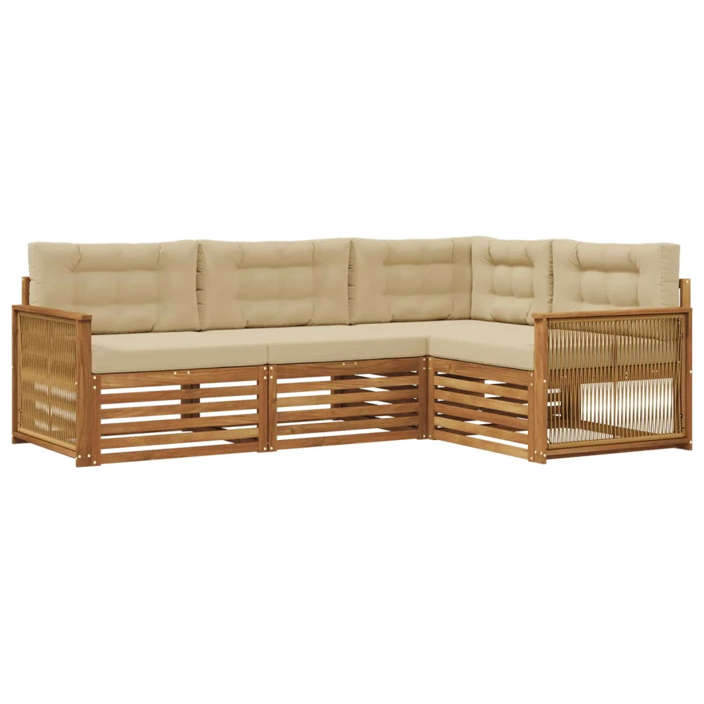 Set di divani da esterno 4 pz Naturale e Beige 3383301