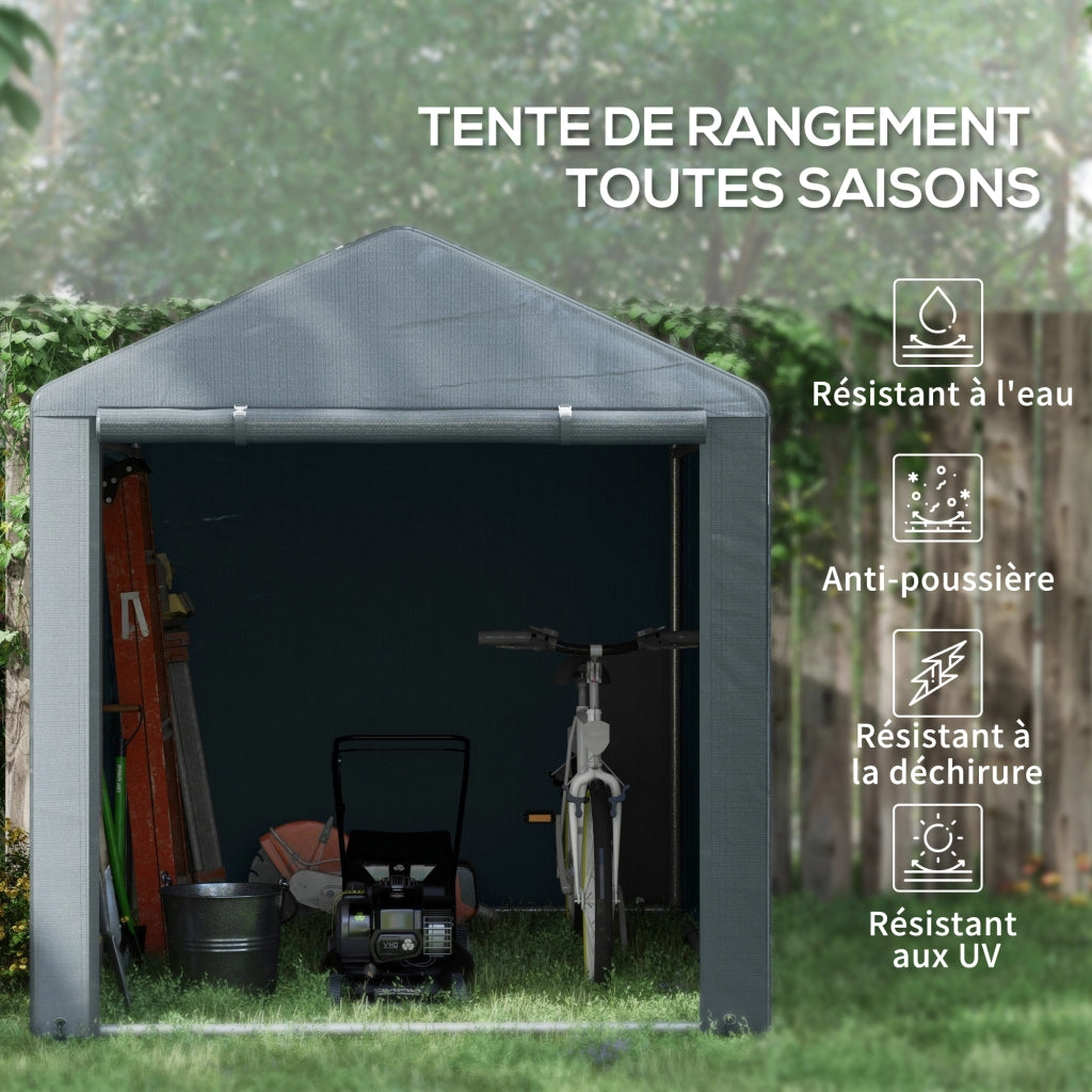 Tenda da giardino garage per bici ¨C zephmum ¨C grigio acciaio galvanizzato