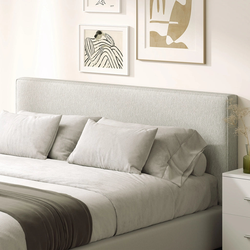 Testiera imbottita per letto ¨C zephmum ¨C 160x10x60 cm crema tessuto