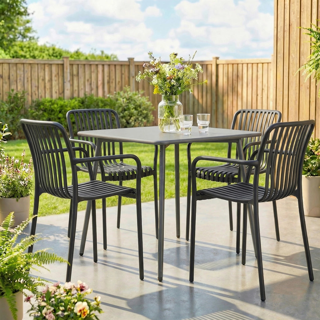Sedia da giardino impilabile con braccioli ¨C zephmum ¨C nero 55x58.5x81.5 cm