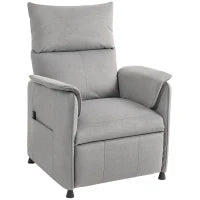 Poltrona Reclinabile Elettrica con Telecomando e Poggiapiedi, in Tessuto Effetto Velluto, 80x83x104 cm, Grigio