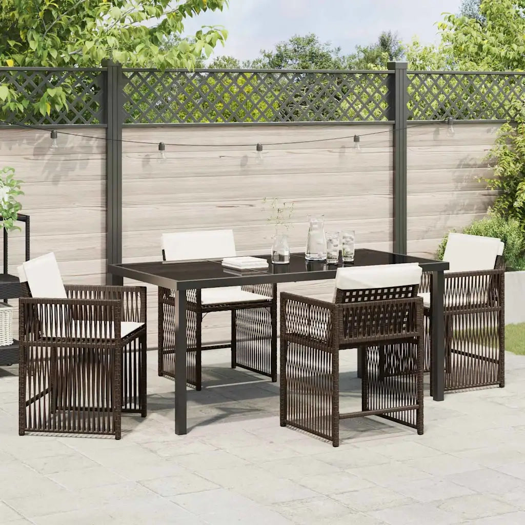 Set da Pranzo per Giardino 5 pz | Set Salotto da Giardino Marrone polyrattan