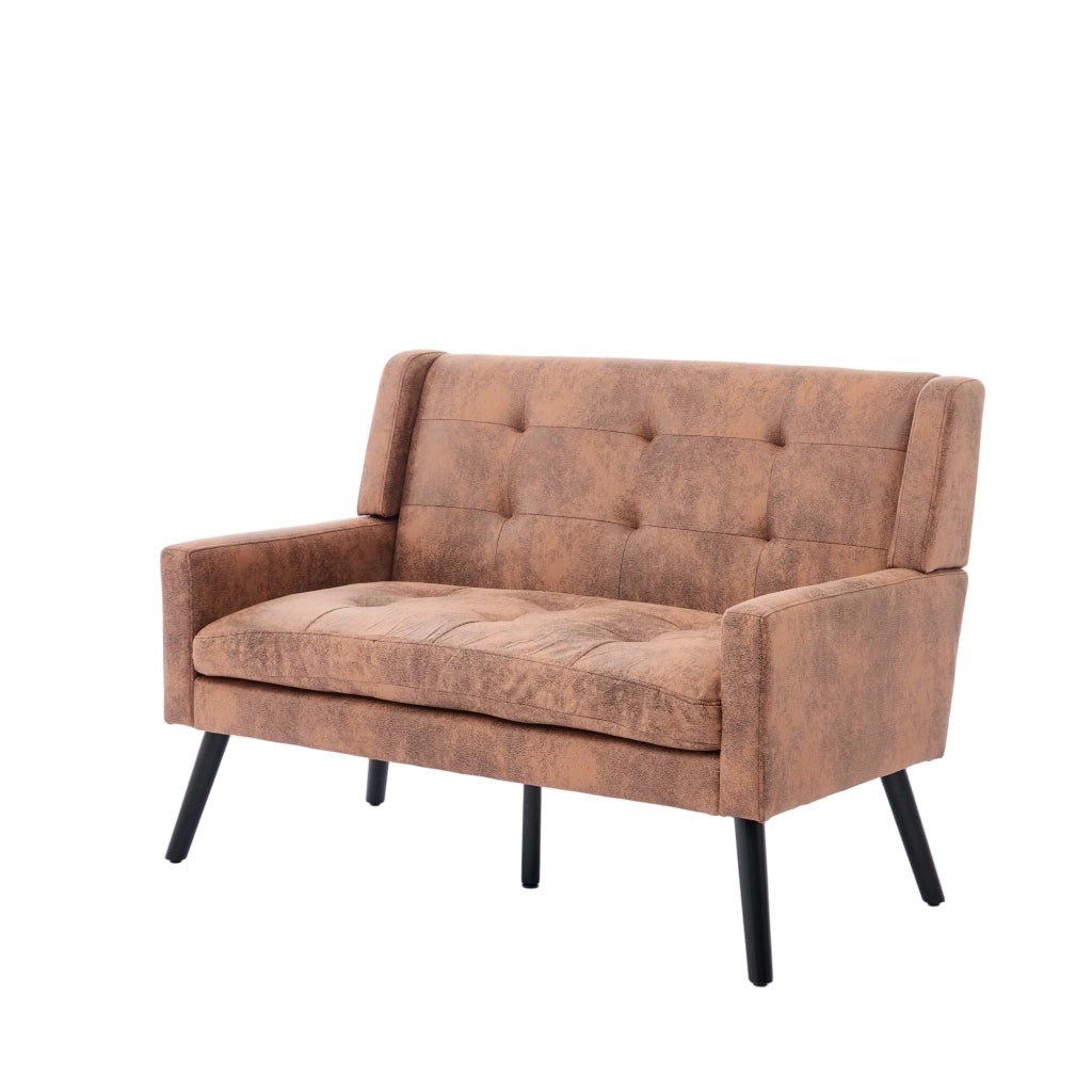 Panca Imbottita 2 Posti ¨C MINIMAL ¨C Lino, Gambe in Legno Massello, Beige