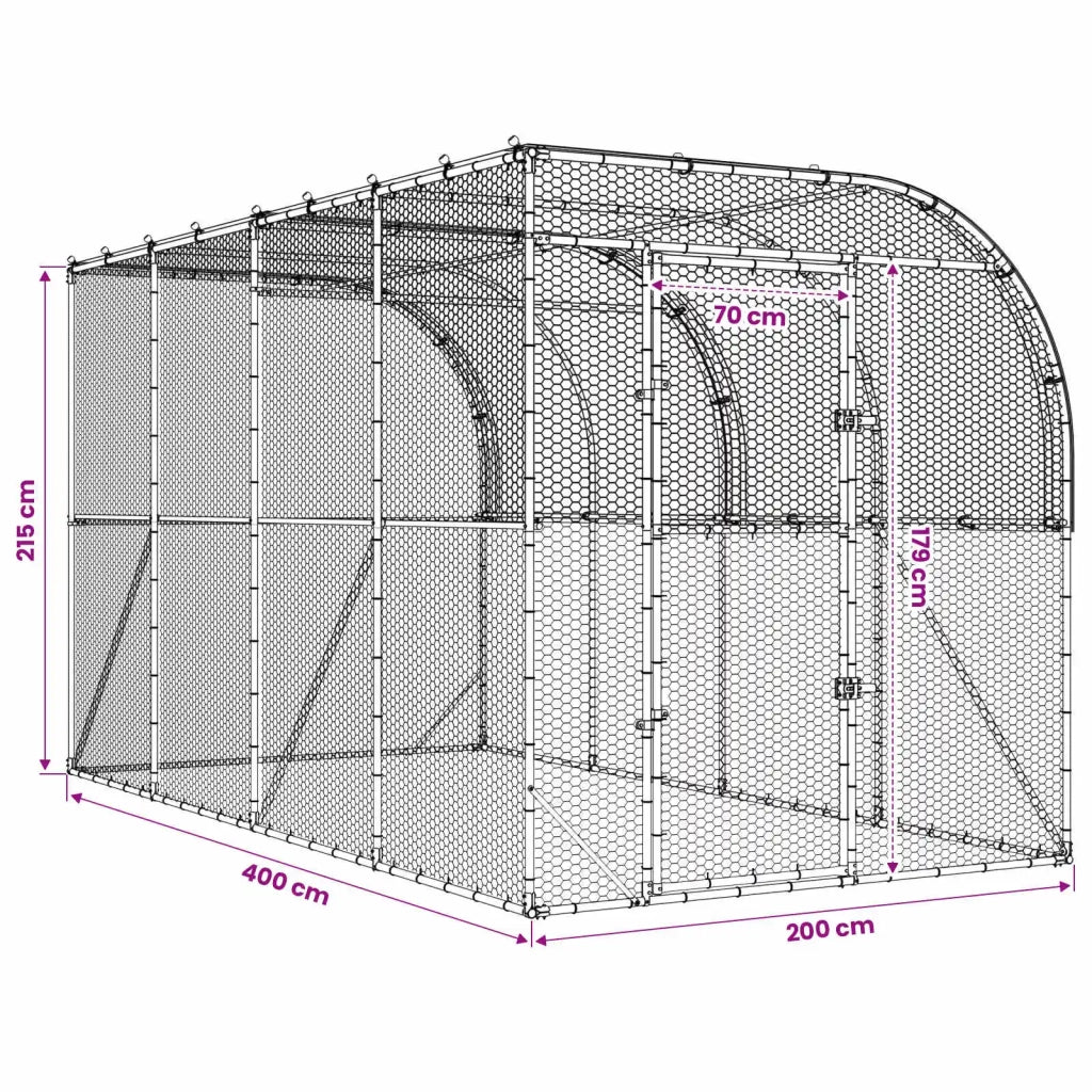 Gabbia per Polli Contro il Muro Argento 600 x 150 x 215 cm 3434736
