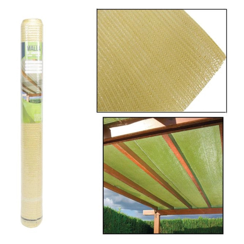 Trade Shop - Set 2pz Rotolo Rete Ombreggiante Beige Fitta 2x5mt Protezione Giardini Terrazze 017070 -