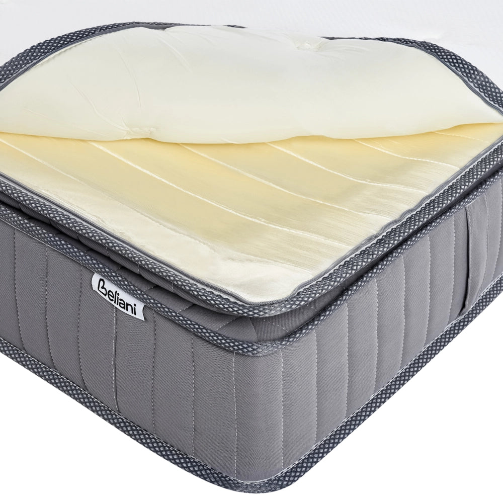 Materasso a molle insacchettate EU misura singola 90 x 200 cm con imbottitura in memory foam rinfrescante rivestimento rimovibile 3 piedi dura rigidità design moderno trapuntato