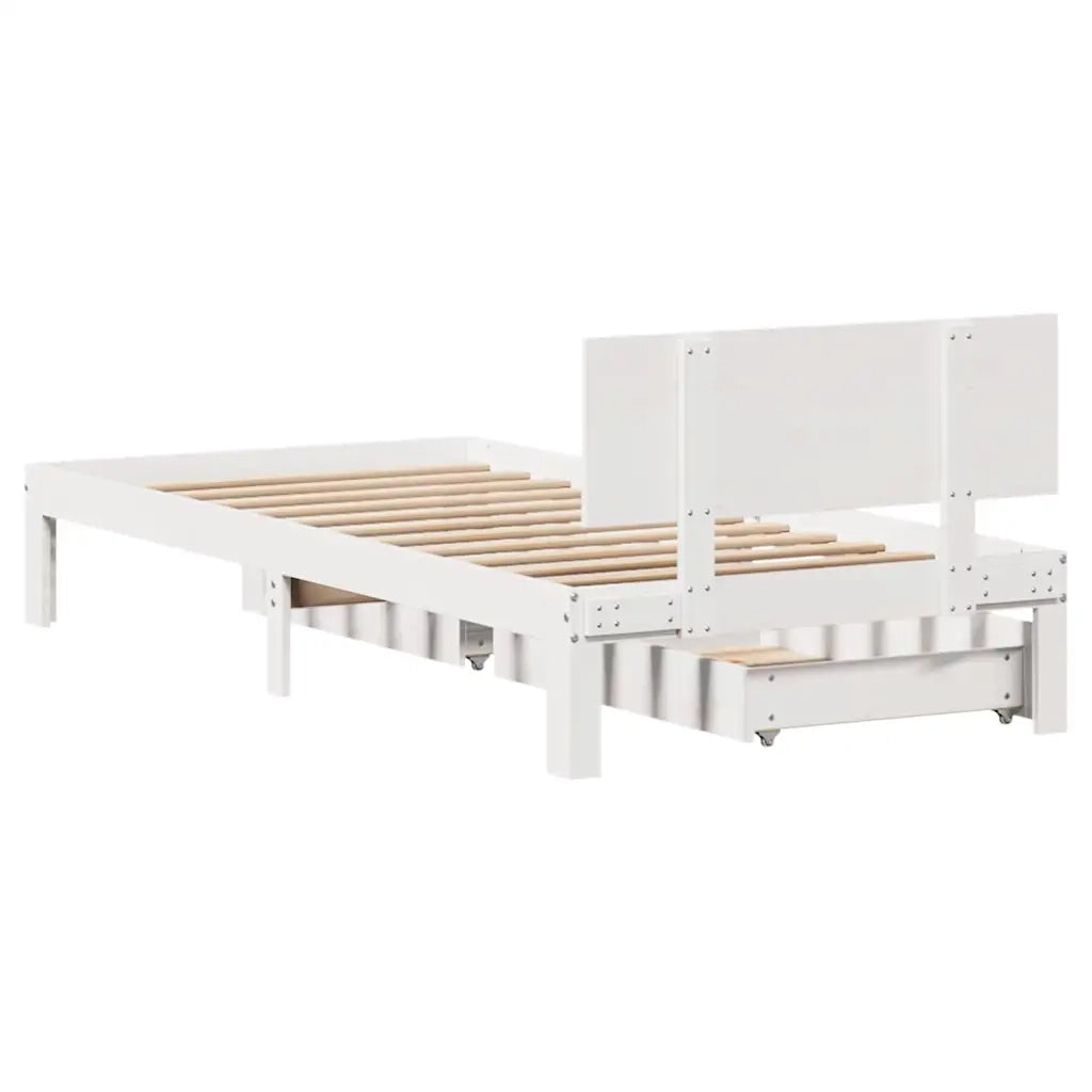 vidaXL Giroletto con Cassetti Bianco 90x200 cm Legno Massello di Pino