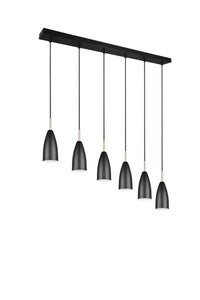 Lampada a Sospensione da Interno  E14 in Metallo Nero Opaco