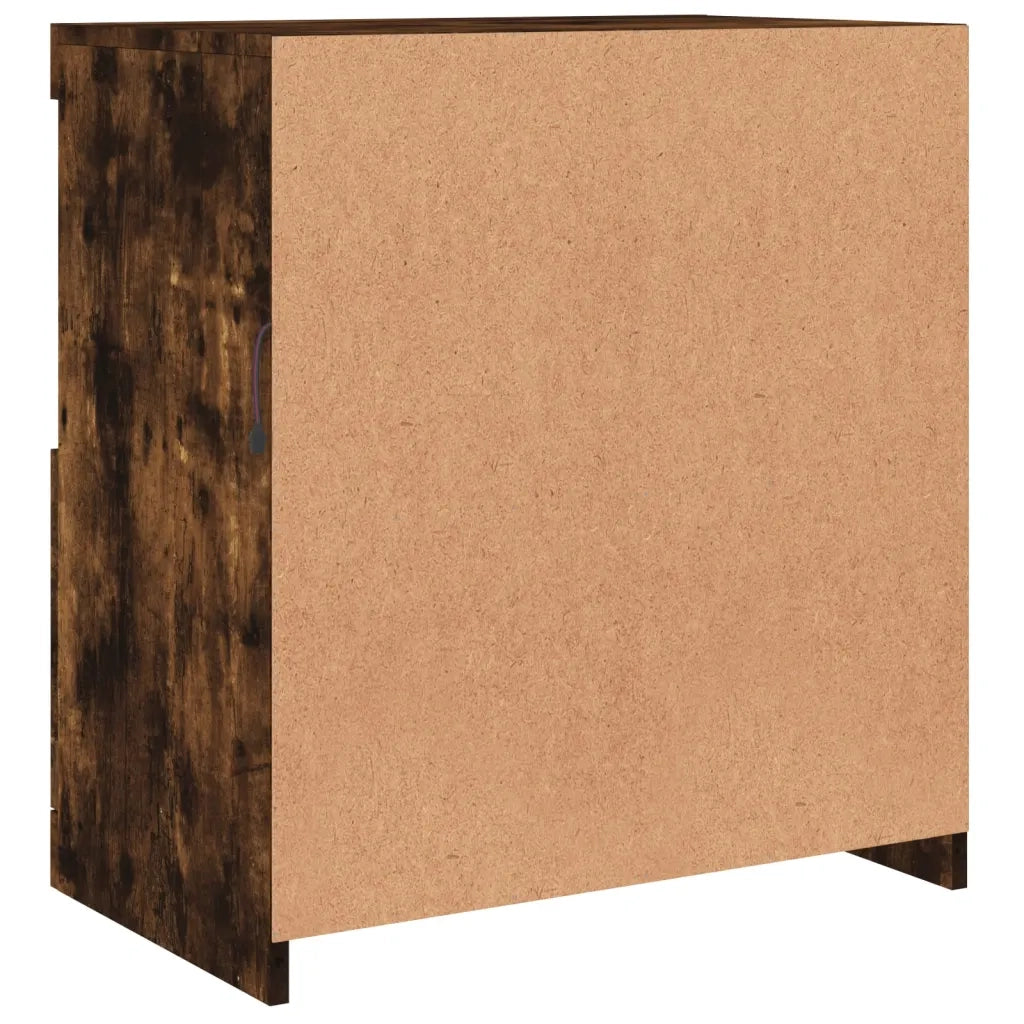 Credenza | Madia | Buffet da pranzo | Armadio da pranzo con Luci LED Rovere Fumo 60,5x37x67 cm