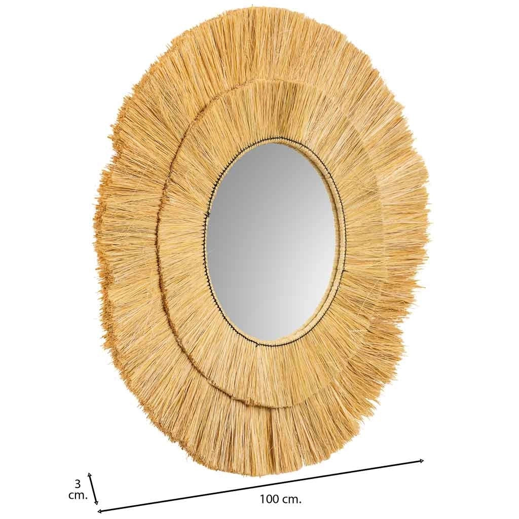 Specchio in fibra naturale marrone 100x100x3h