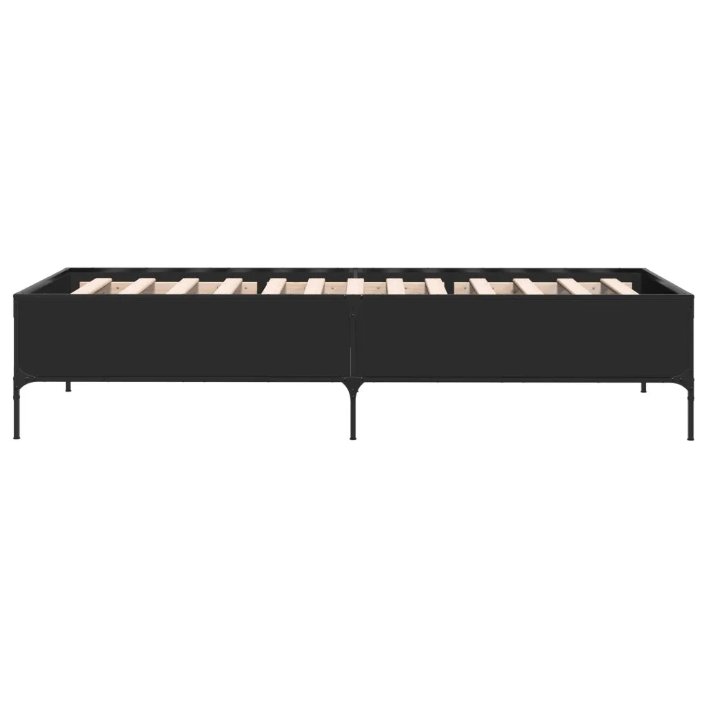 Giroletto Nero 90x190 cm in Legno Multistrato e Metallo 844986