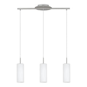 Lampadario A Sospensione Contemporaneo Troy 3 Acciaio Nichel Vetro 3 Luci E27
