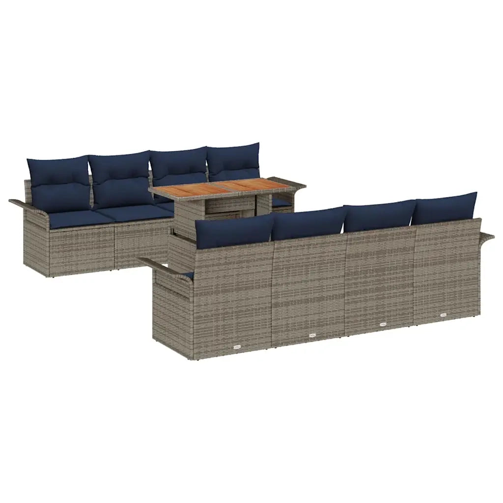 Set Divano da Giardino con cuscino 7 pcs grigio e blu navy