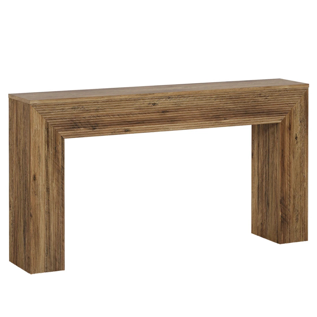 Consolle rustica per ingresso con piano lungo in MDF effetto legno marrone e gambe rinforzate 160 × 30 cm
