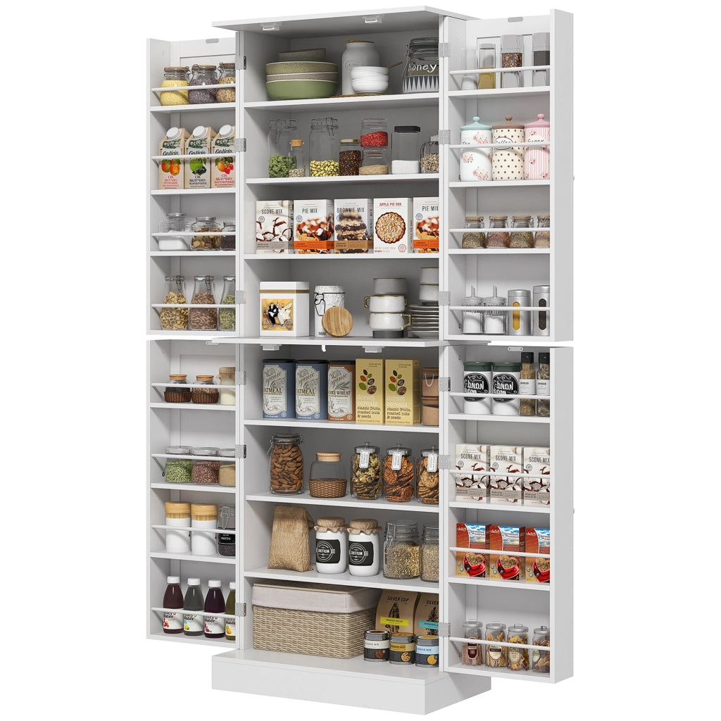 Armadio da cucina con ante, ripiani regolabili e porta spezie ¨C zephmum ¨C bianco 60x35x166 cm