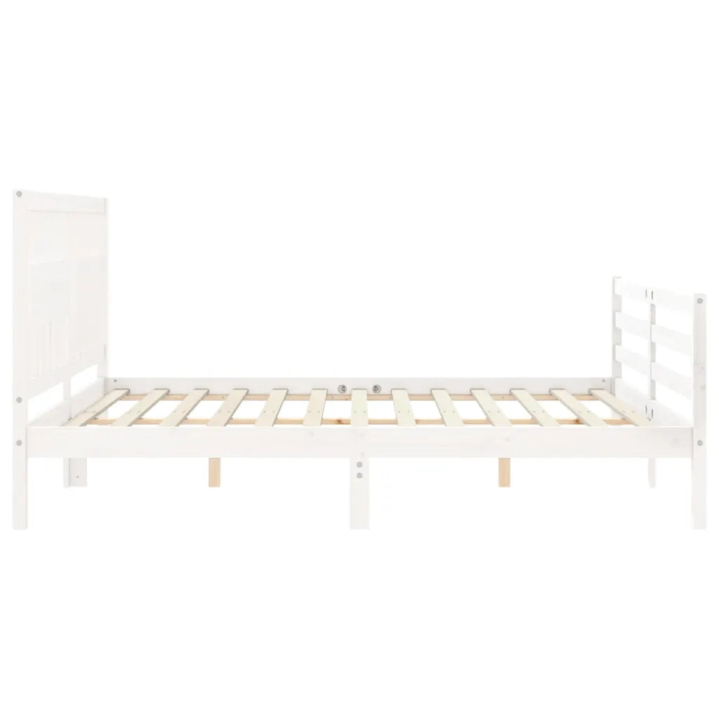 Giroletto Testiera Bianco Super King Size-Struttura Letto in Legno Massello 442263