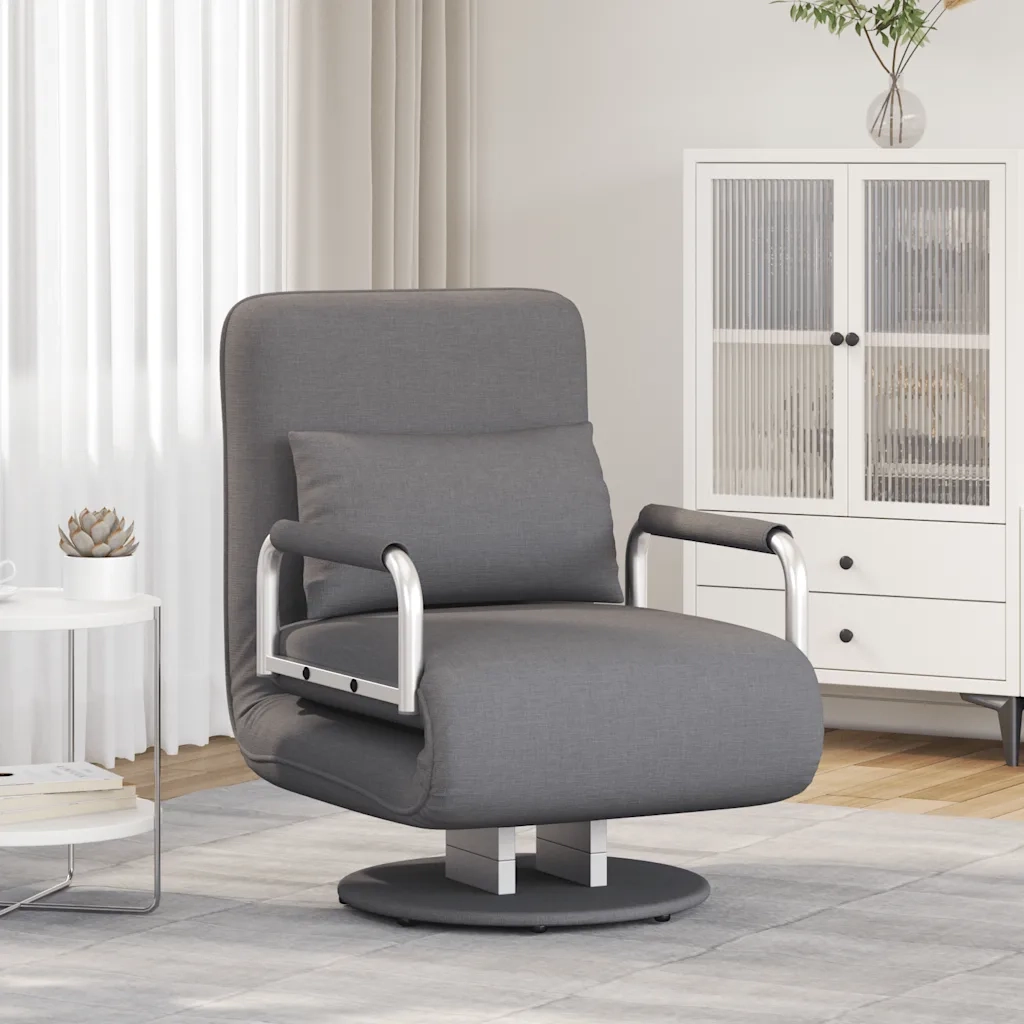 Sedia Girevole e Divano Letto-Sofa Letto-Daybed Grigio Scuro in Tessuto
