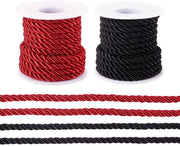 Corda in set da 2 rotoli, 5 mm, in poliestere, con filo di seta, leggermente intrecciato, per macramé e creazione di accessori