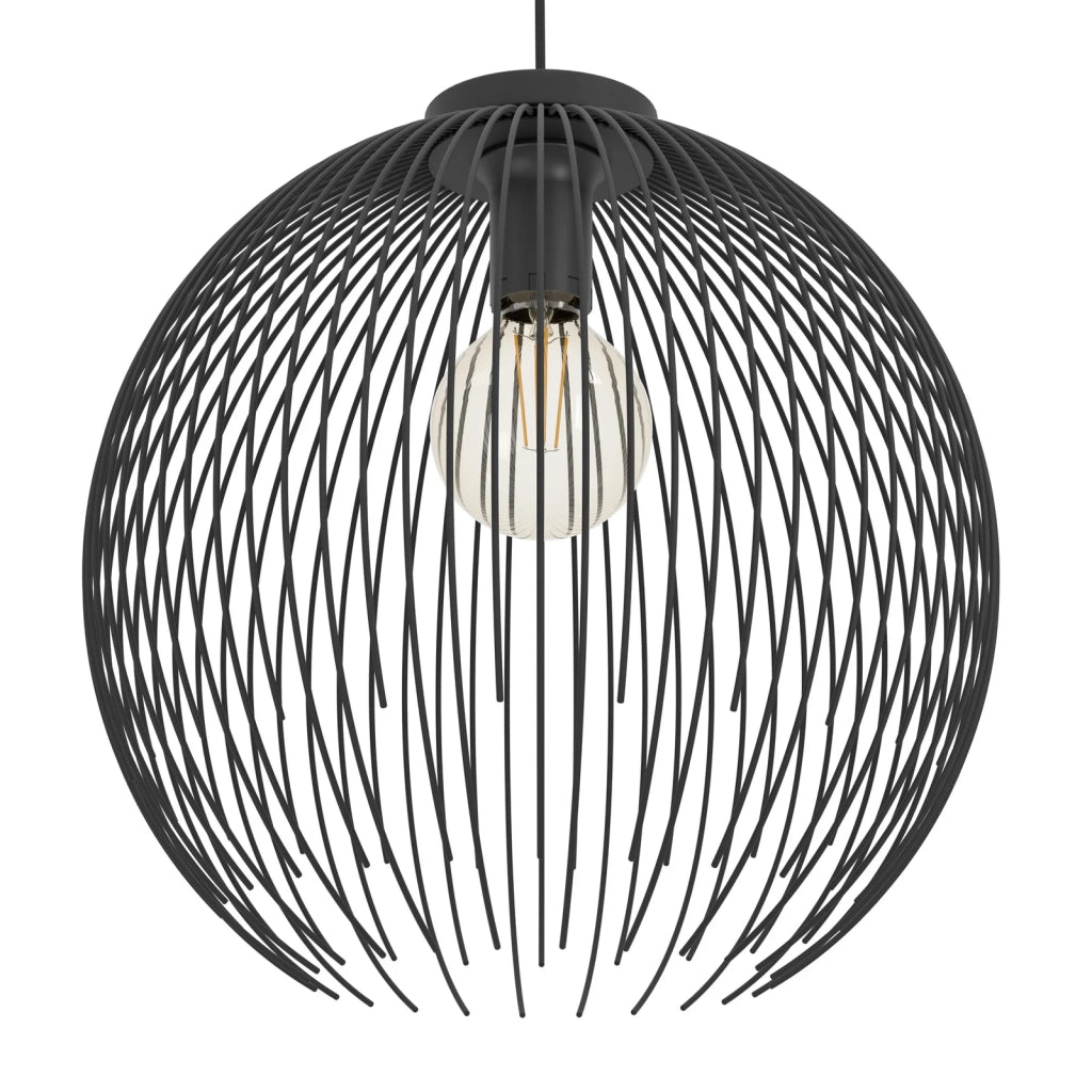 Sospensione Industrial-Nordico Acciaio Nero 1 Luce E27 D.40Cm