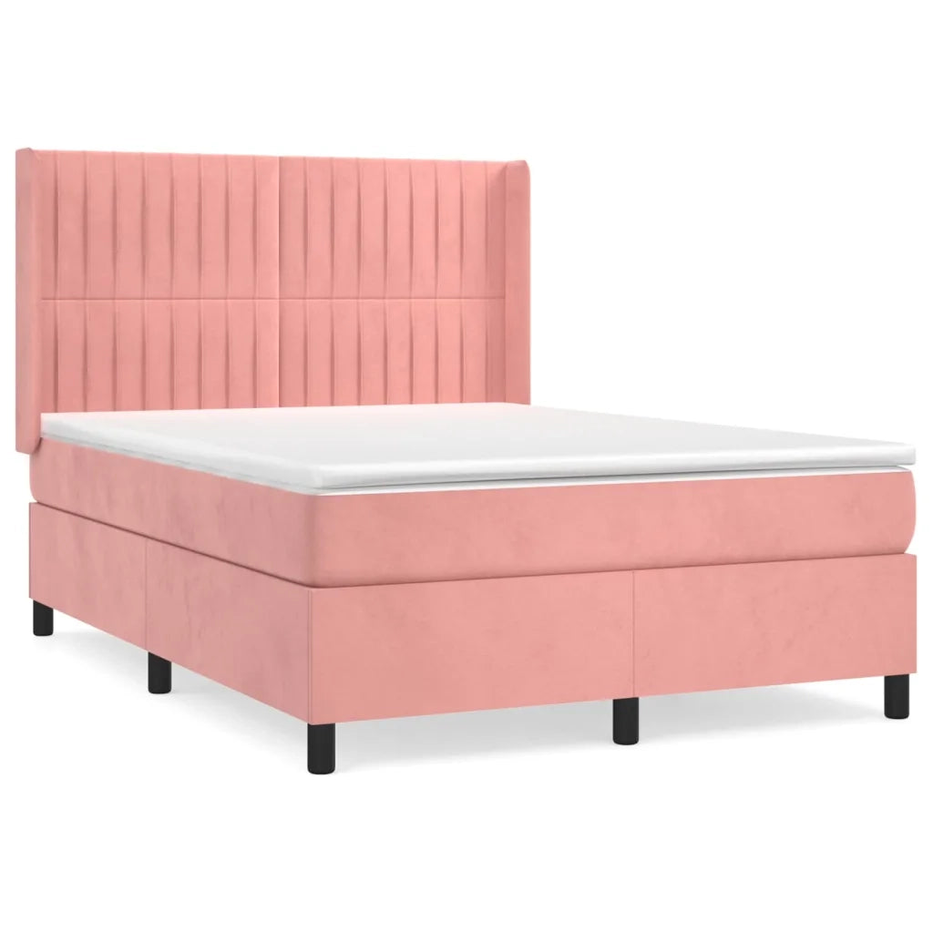 Giroletto a Molle con Materasso Rosa 140x200 cm in Velluto