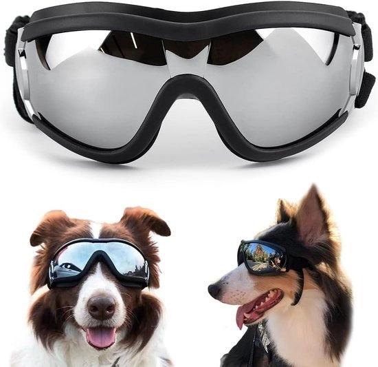 Abbigliamento per cani - Visiera per cani - Protezione UV - Protezione solare per cani - Impermeabile - Resistente al vento - Cintura regolabile - Adatto per guidare, andare in moto, nuotare, surfare - Adatto per cani grandi e medi - Nero
