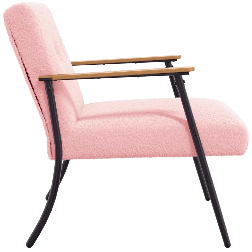 Divano Sedia-Poltrona Rosa Tessuto simile alla lana ricci