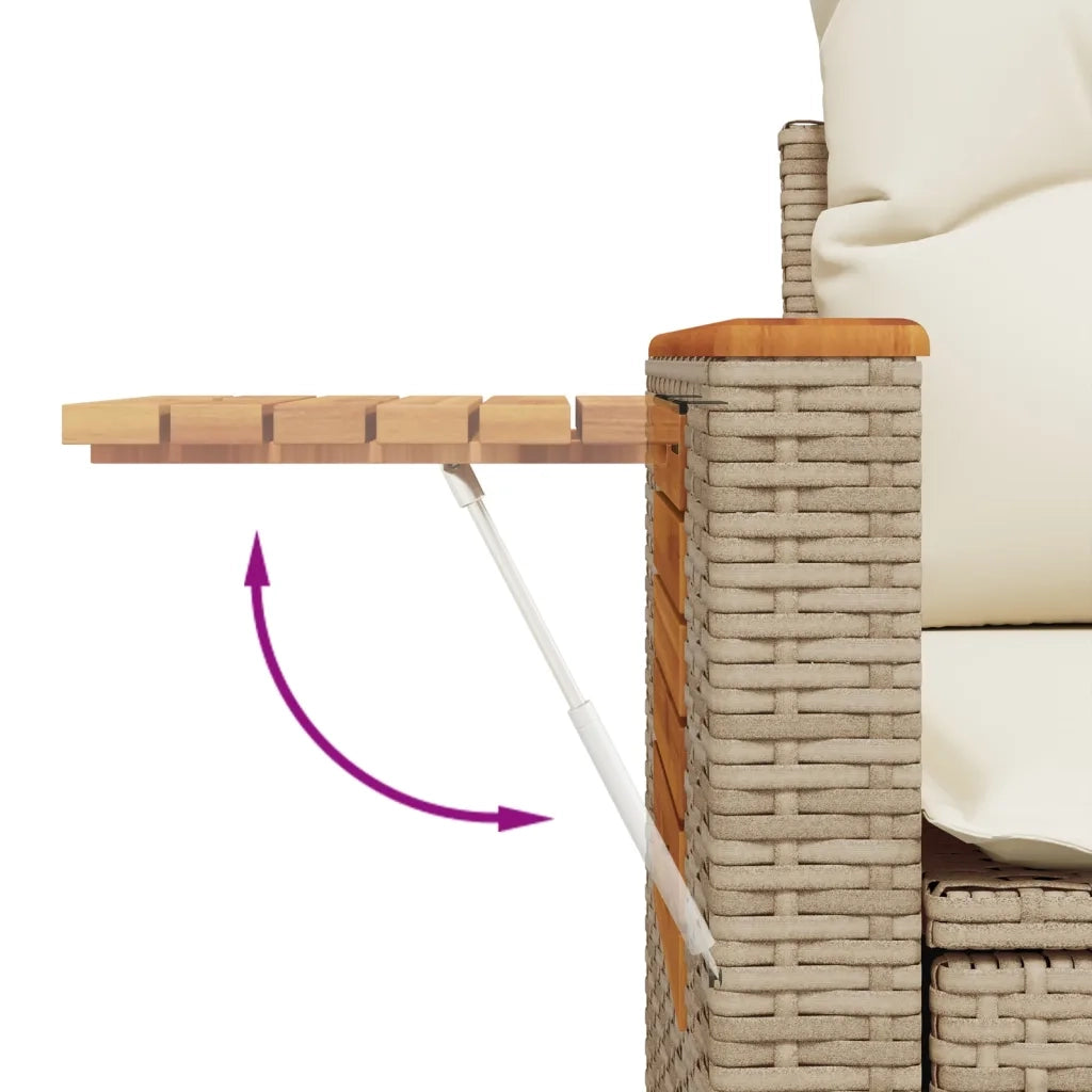 Set Divano da Giardino 5 pz con Cuscini Beige in Polyrattan