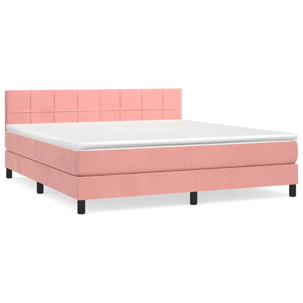 Giroletto a Molle con Materasso Rosa 180x200 cm in Velluto 3141322