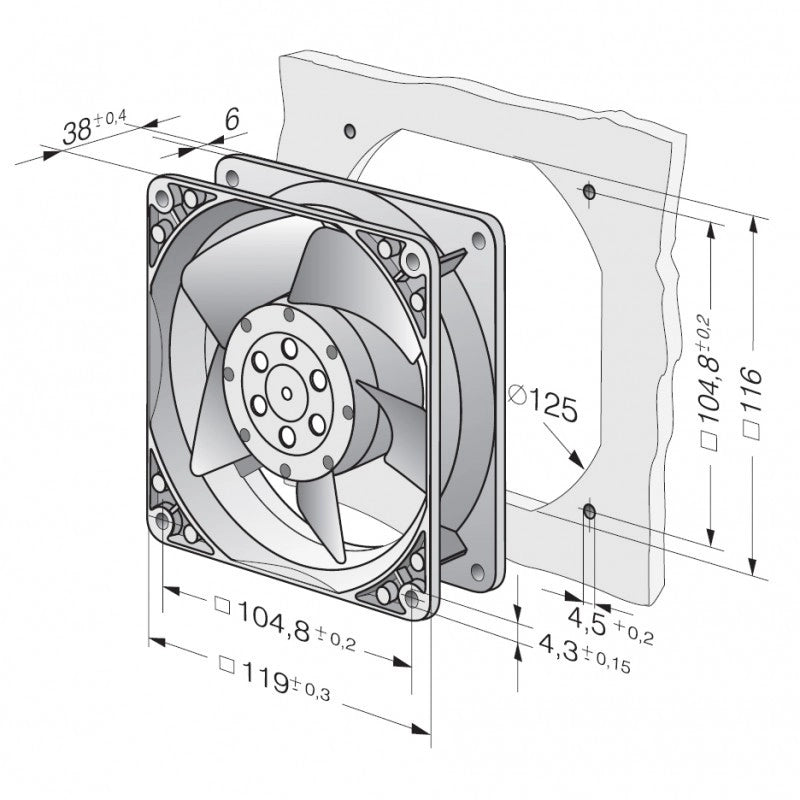 Ventilatore assiale per Stufa a Pellet EBM 4586Z Ventola in Metallo 119x119x38 13w EBMPAPST