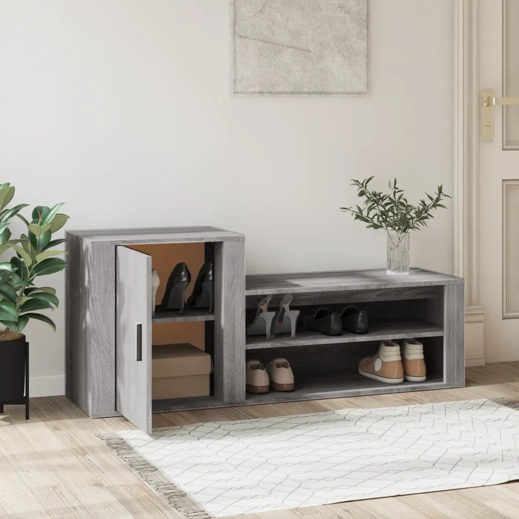 Scarpiera-Scaffale per scarpe Grigio Sonoma 130x35x54 cm in Legno Multistrato