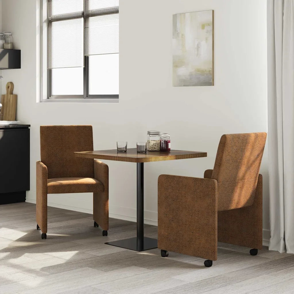 Sedie da Pranzo con Ruote 2 pcs Marrone 57 x 66 x 94 cm 42017825