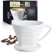 Filtro per caffè permanente - Filtro manuale per caffè con eccellente aroma e sapore di caffè - Filtro per caffè in porcellana - Supporto filtro per caffè da 2 a 3 tazze - Supporto filtro per caffè in bianco, dimensione 2