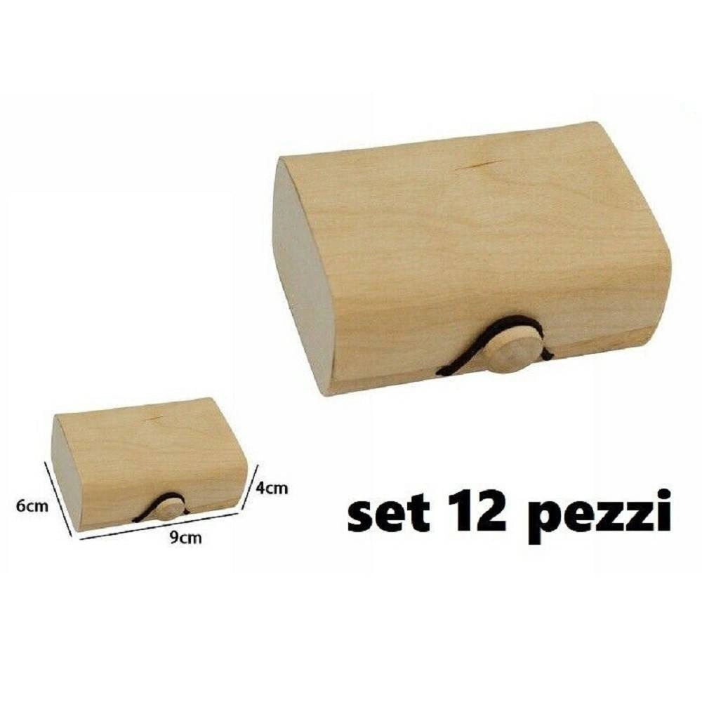Trade Shop - Set 12 Scatole Box Astuccio In Legno Decoupage Portagioie Cofanetto 53489a -